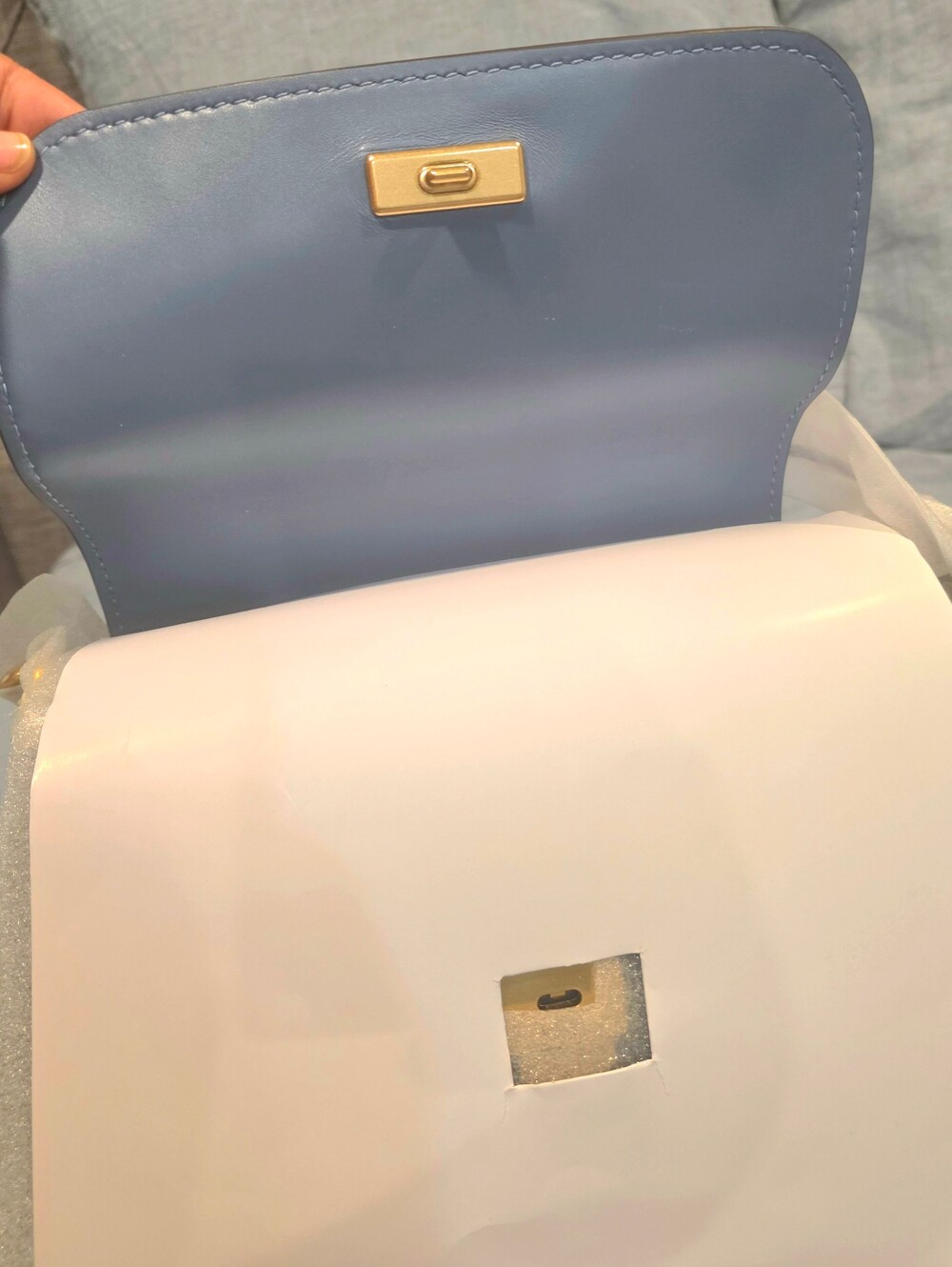 NWT Authentic Coach Blue Suede Top-Handle Rogue Satchel with Gold Hardware - Picture 4 of 9